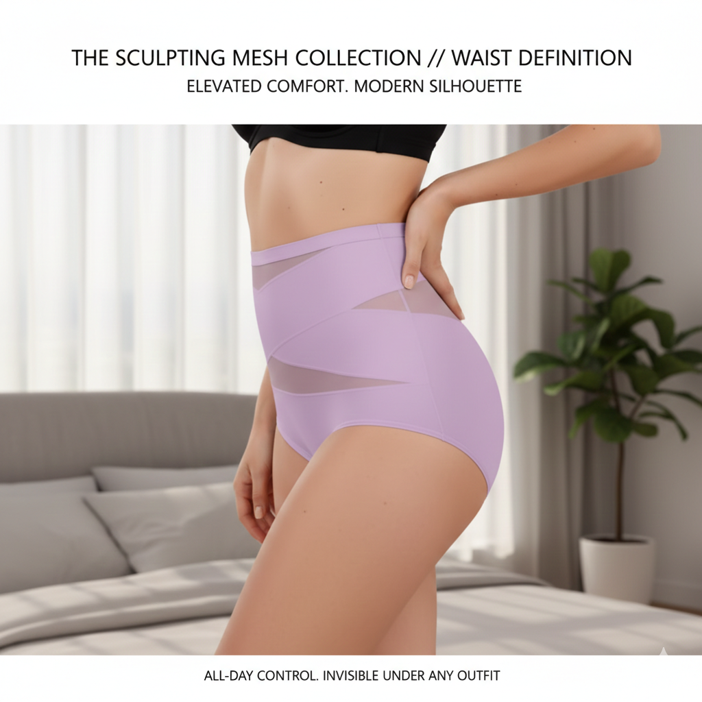 Breathable Mesh Sports Style Shaping Underwear for Women - High Waisted Seamless Anti Roll Lifting Briefs S-XXL