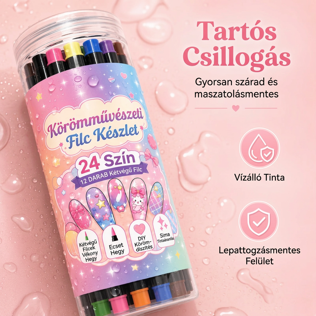 UTOLSÓ NAP · 50% KEDVEZMÉNY 🌈 24 színű kétvégű körömdíszítő toll készlet 💕