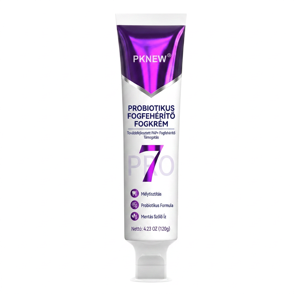 PKNEW® 7-Pro🍇 Lila fogfehérítő fogkrém 7 probiotikummal🦷 – Fejlett formula a lila fogszín korrigálására a ragyogóbb mosolyért és a napi szájápolásért ✨