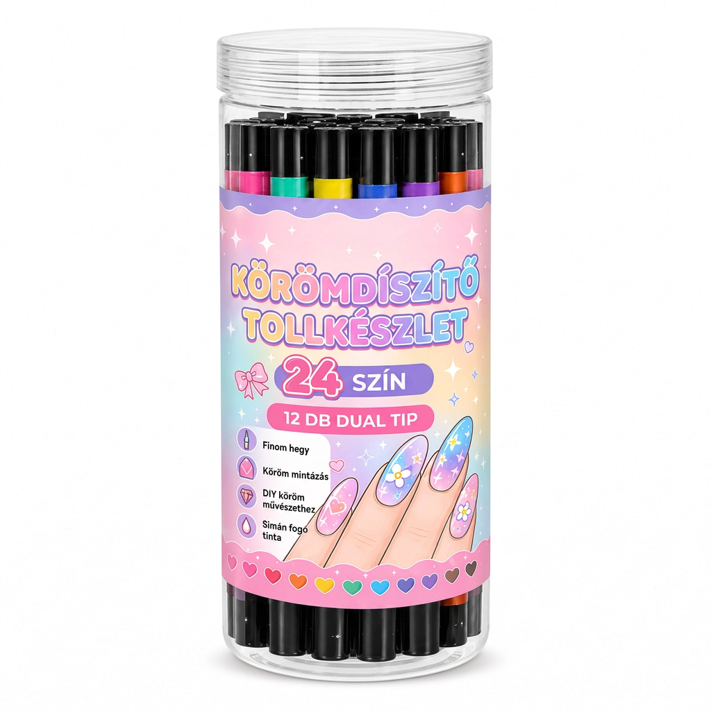 UTOLSÓ NAP · 50% KEDVEZMÉNY 🌈 24 színű kétvégű körömdíszítő toll készlet 💕