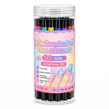 UTOLSÓ NAP · 50% KEDVEZMÉNY 🌈 24 színű kétvégű körömdíszítő toll készlet 💕