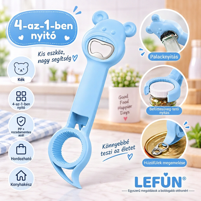 LEFUN® 🍈 4 az 1-ben nyitó – Nyisson ki bármilyen fedőt felesleges erőlködés nélkül.