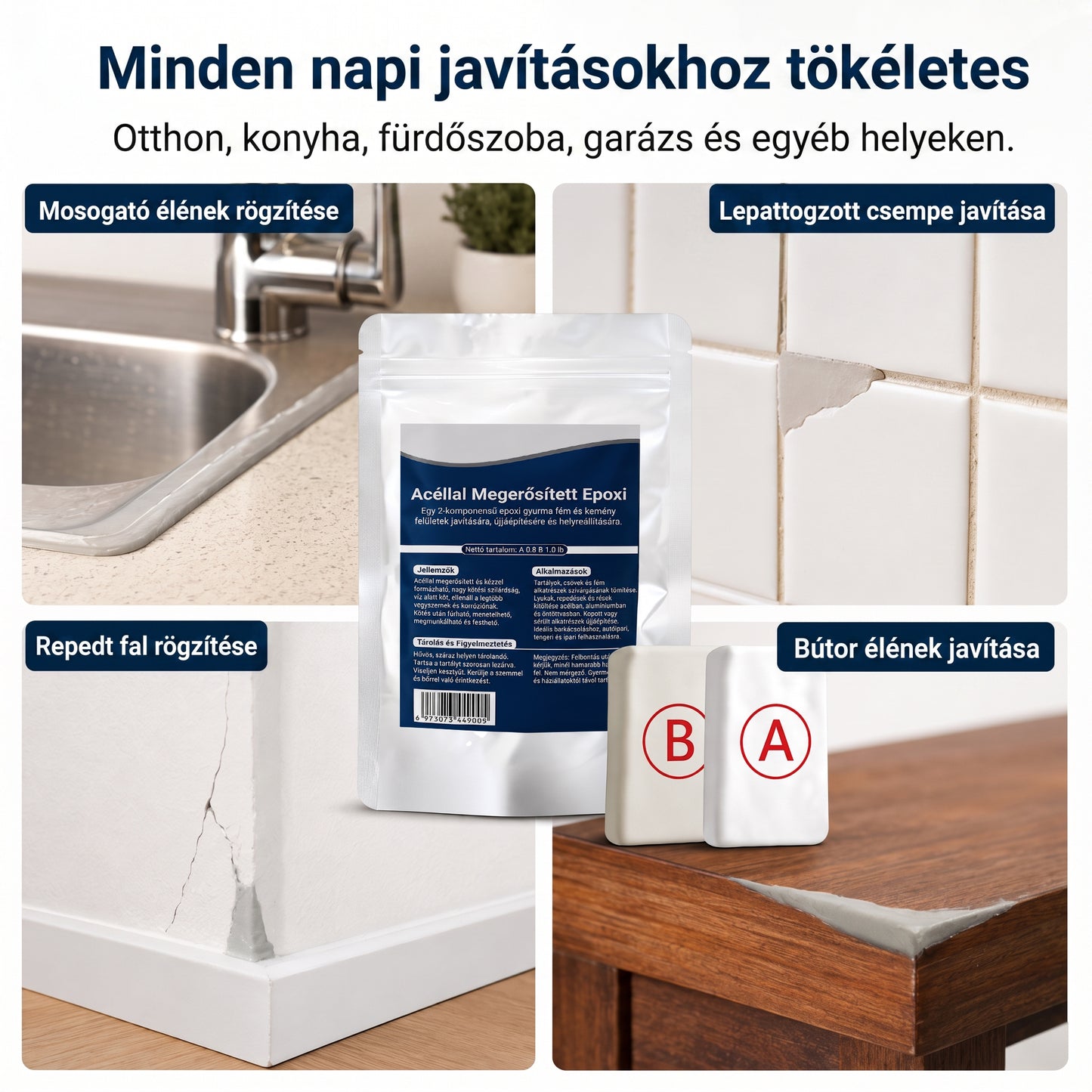 PKNEW® Acélerősítésű epoxi javítógyurma  — Univerzális ragasztó fémhez, fához és műanyaghoz❤️‍🔥