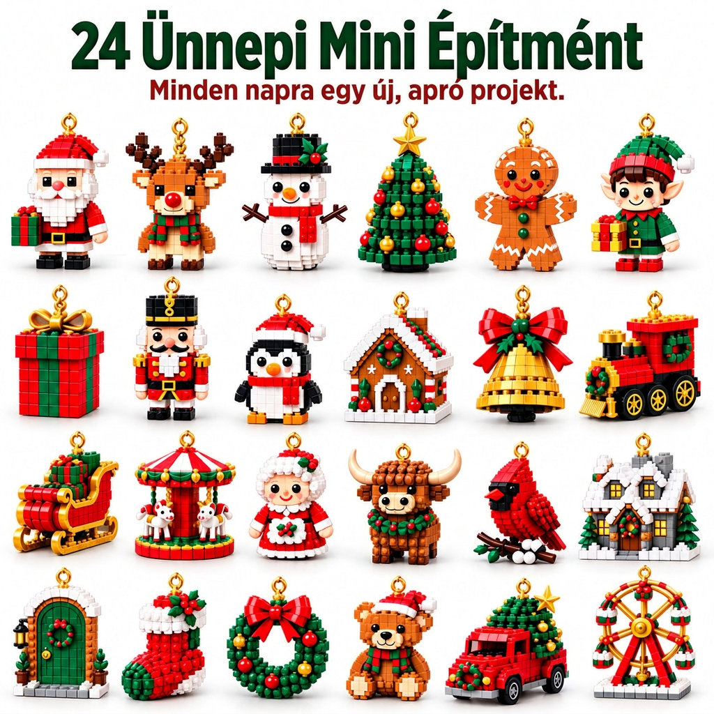 🎅🔥 Utolsó nap a féláras ajánlatra! 🍈 Építőelemekből álló karácsonyi visszaszámláló adventi naptár az egész családnak 🎄 Tökéletes a karácsonyfa díszítésére.