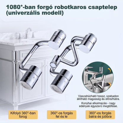 PKNEW®1080°🌟 FORGATHATÓ CSAPFEJ🍇: 3 csukló, 2 vízsugár mód & felszerelés 2 perc alatt!🛠️ Varázsolja régi csaptelepét modern csodává! 🌊
