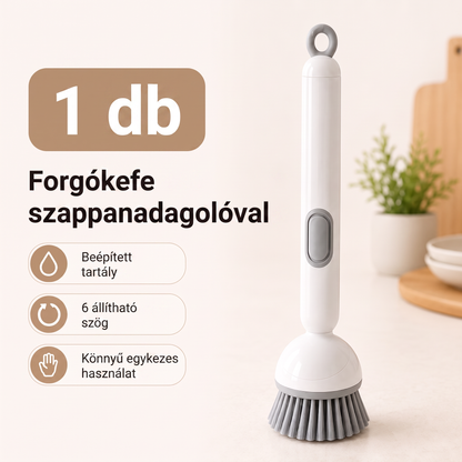 PKNEW® 🍇Intelligens konyhai kefe mosogatószer-adagolóval 🧽 – forgófej a fazekak, serpenyők és edények egykezes, egyszerű tisztításához 💧