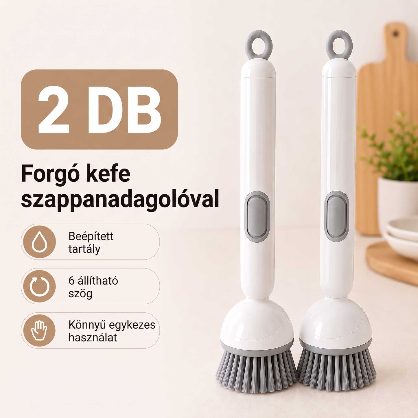 PKNEW® 🍇Intelligens konyhai kefe mosogatószer-adagolóval 🧽 – forgófej a fazekak, serpenyők és edények egykezes, egyszerű tisztításához 💧