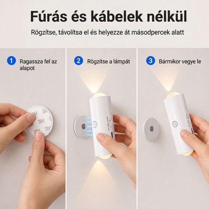 PKNEW® 🍇 Okos, kétirányú RGB éjszakai fény mozgásérzékelővel 🌈 - automatikus világítás, mágneses rögzítés fúrás nélkül és USB-C töltés hálószobába, előszobába és lépcsőházba ✨