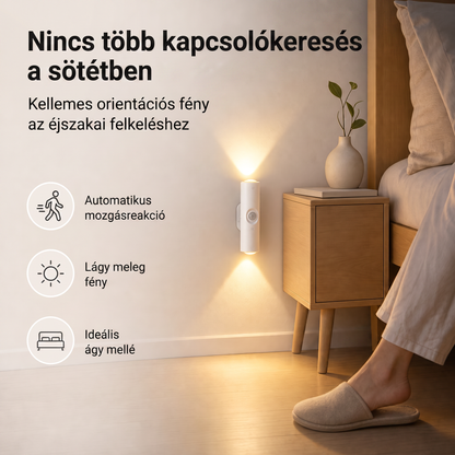 PKNEW® 🍇 Okos, kétirányú RGB éjszakai fény mozgásérzékelővel 🌈 - automatikus világítás, mágneses rögzítés fúrás nélkül és USB-C töltés hálószobába, előszobába és lépcsőházba ✨