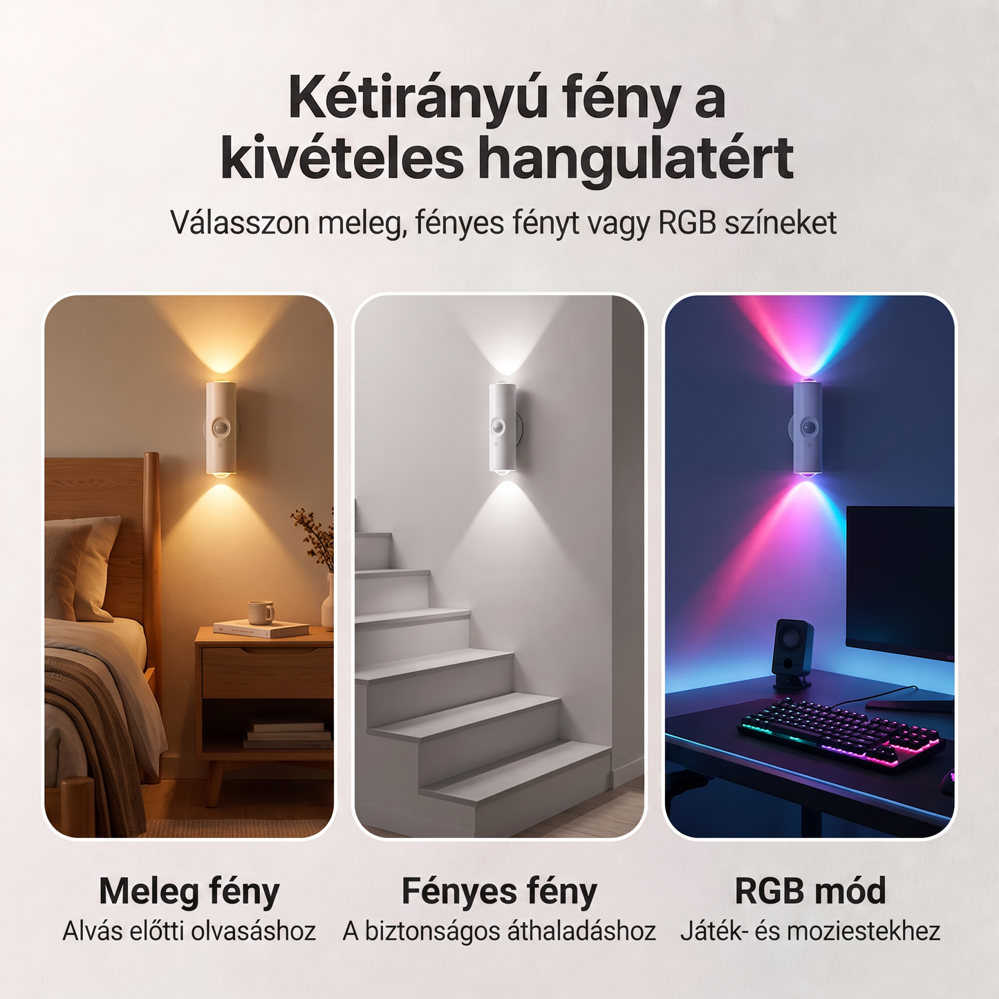 PKNEW® 🍇 Okos, kétirányú RGB éjszakai fény mozgásérzékelővel 🌈 - automatikus világítás, mágneses rögzítés fúrás nélkül és USB-C töltés hálószobába, előszobába és lépcsőházba ✨