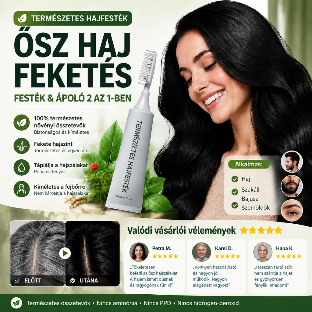 🌿 Vitalisys® 🍇gyógynövényes hajfestő fésű – egyszerűbb út a sötétebb, ápolt hajhoz 🖤