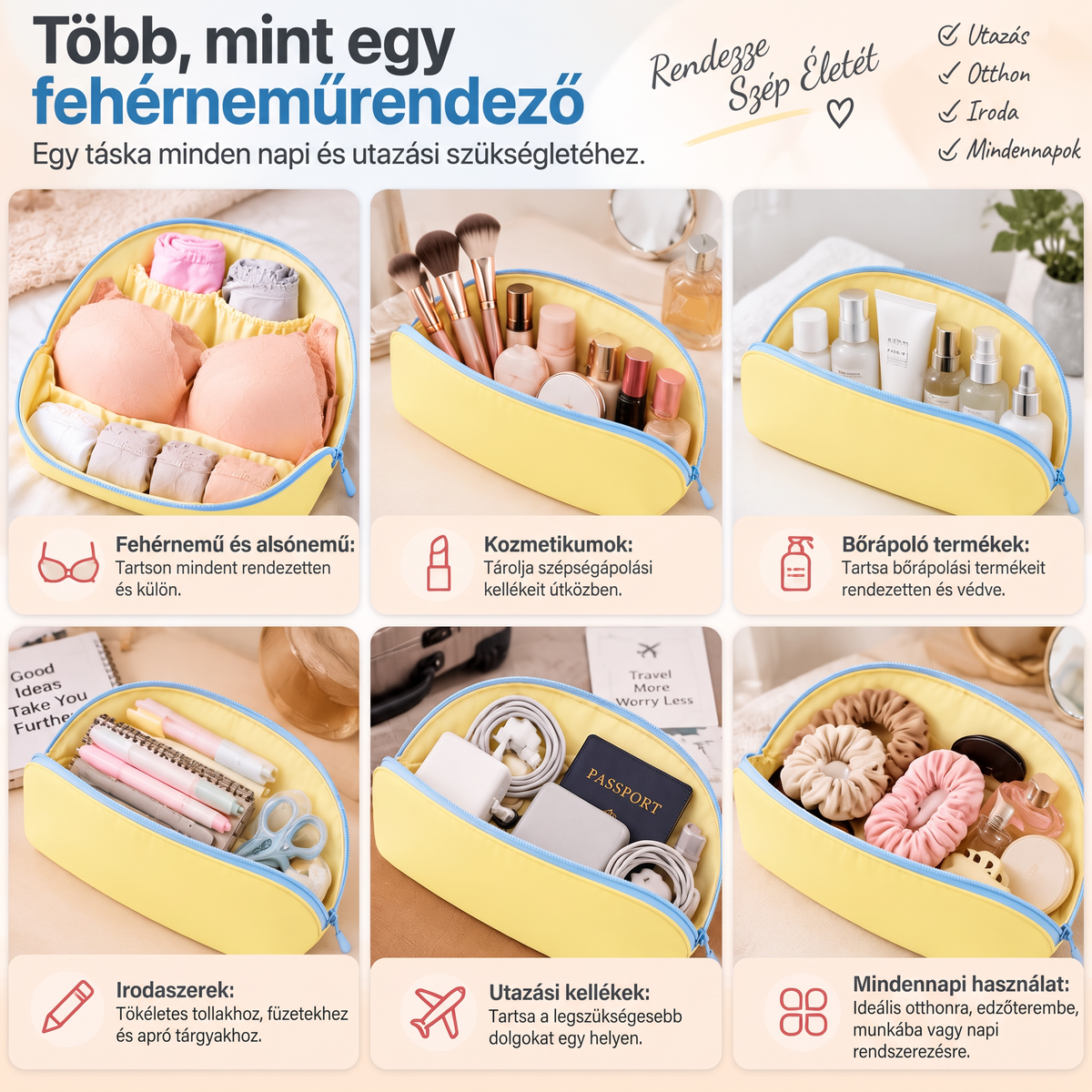 ⚡ UTOLSÓ NAP · 49% KEDVEZMÉNY – ✨ Utazási fehérnemű tároló táska – Melltartók bugyik és zoknik rendszerezetten bárhol 💎