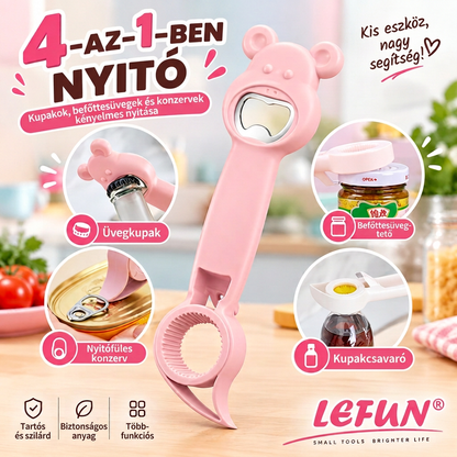 LEFUN® 🍈 4 az 1-ben nyitó – Nyisson ki bármilyen fedőt felesleges erőlködés nélkül.