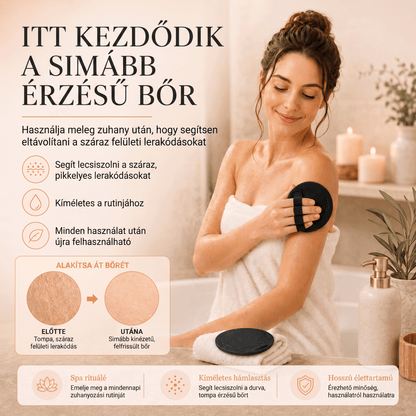 🚿 Mélytisztító hámlasztó testradírozó párna – Gyengéden távolítja el az elhalt hámsejteket & SPA fürdőszivacs 💖