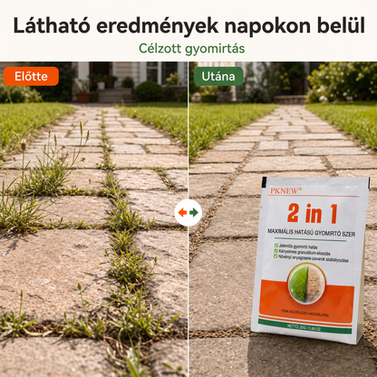 PKNEW® 🌿 Granulált 2 az 1-ben gyomirtó Max Power 🍇- látható hatás már 6 óra alatt, könnyen vízben keverhető és célzottan használható fugákon, ösvényeken, kerítéseken és kavicsos területeken