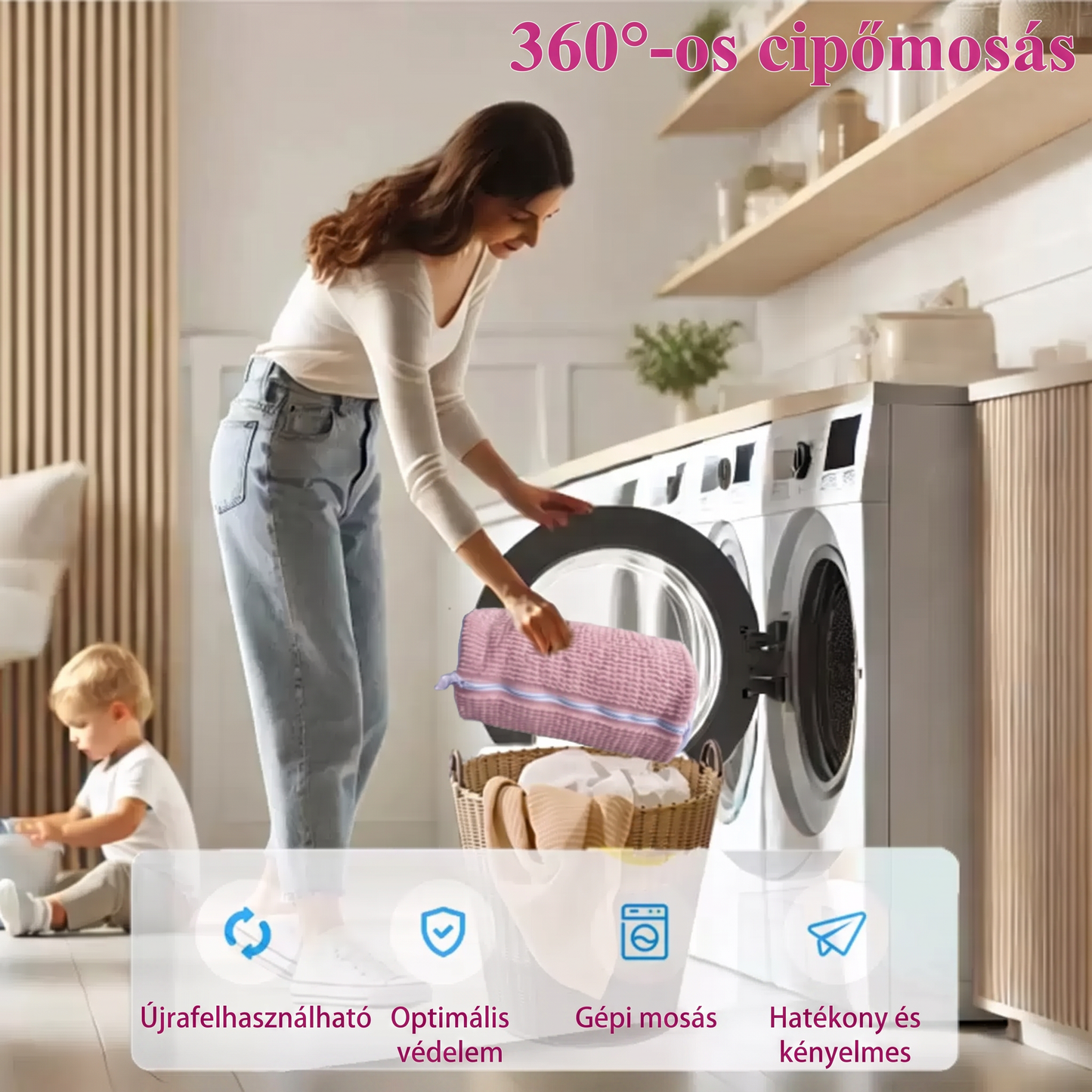 PKNEW®🍈 360° Žinylkový Prací Sáček na Boty👟 – Jemnější praní bez ručního drhnutí, se skrytým zipem pro tenisky, sportovní a dětskou obuv 💕