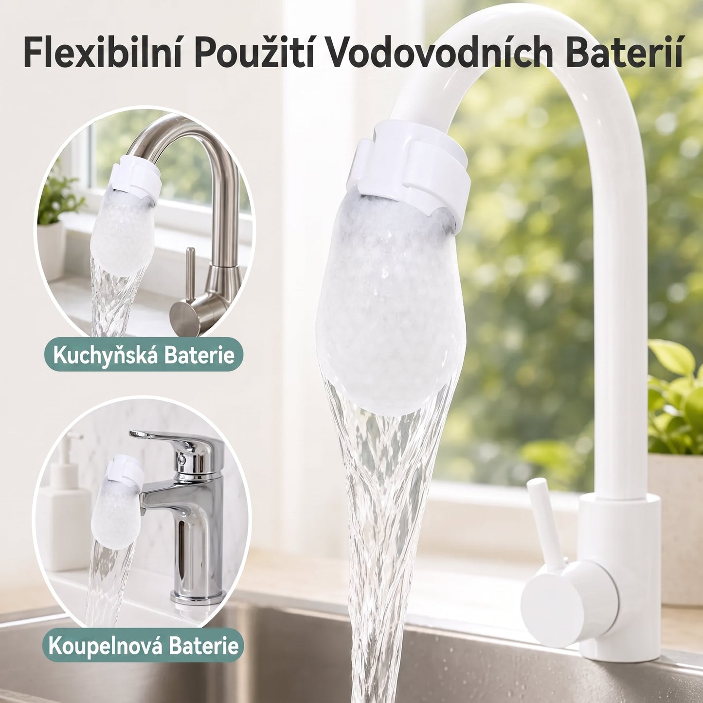PKNEW® Filtrační sáčky na vodovodní baterii – 50ks jednorázové bavlněné filtry na pitnou vodu pro čistší vodu, omezení stříkající vody a ochranu před usazeninami 🚰