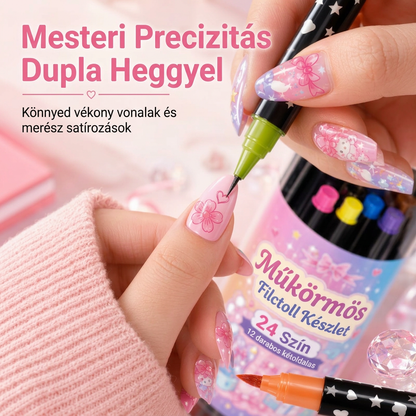 UTOLSÓ NAP · 50% KEDVEZMÉNY 🌈 24 színű kétvégű körömdíszítő toll készlet 💕