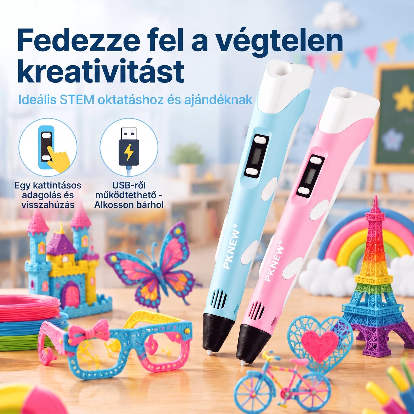 70% KEDVEZMÉNY MA🎃PKNEW® 3D nyomtatótoll gyerekeknek - Alacsony hőmérsékleten is biztonságos, nem mérgező és környezetbarát filament, serkenti a kreativitást