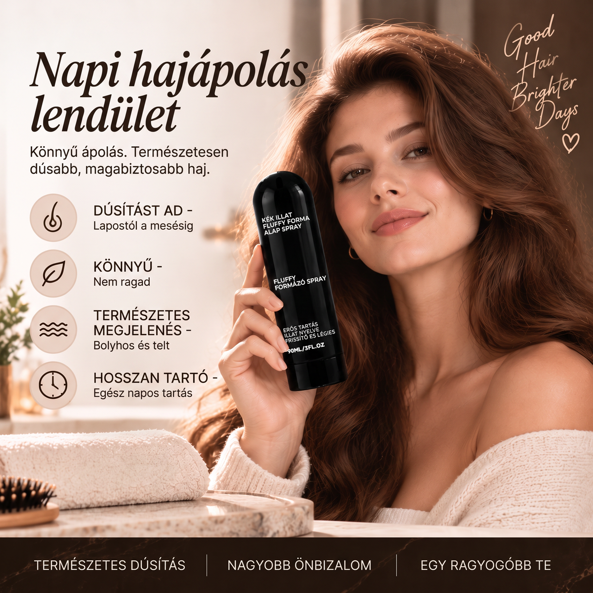 Vitalisys® 🍇Fluffy Hair Shaping Spray – Könnyed, dúsító spray a hajtövek megemeléséért és a természetes mozgásért, őszibarack illattal 💎