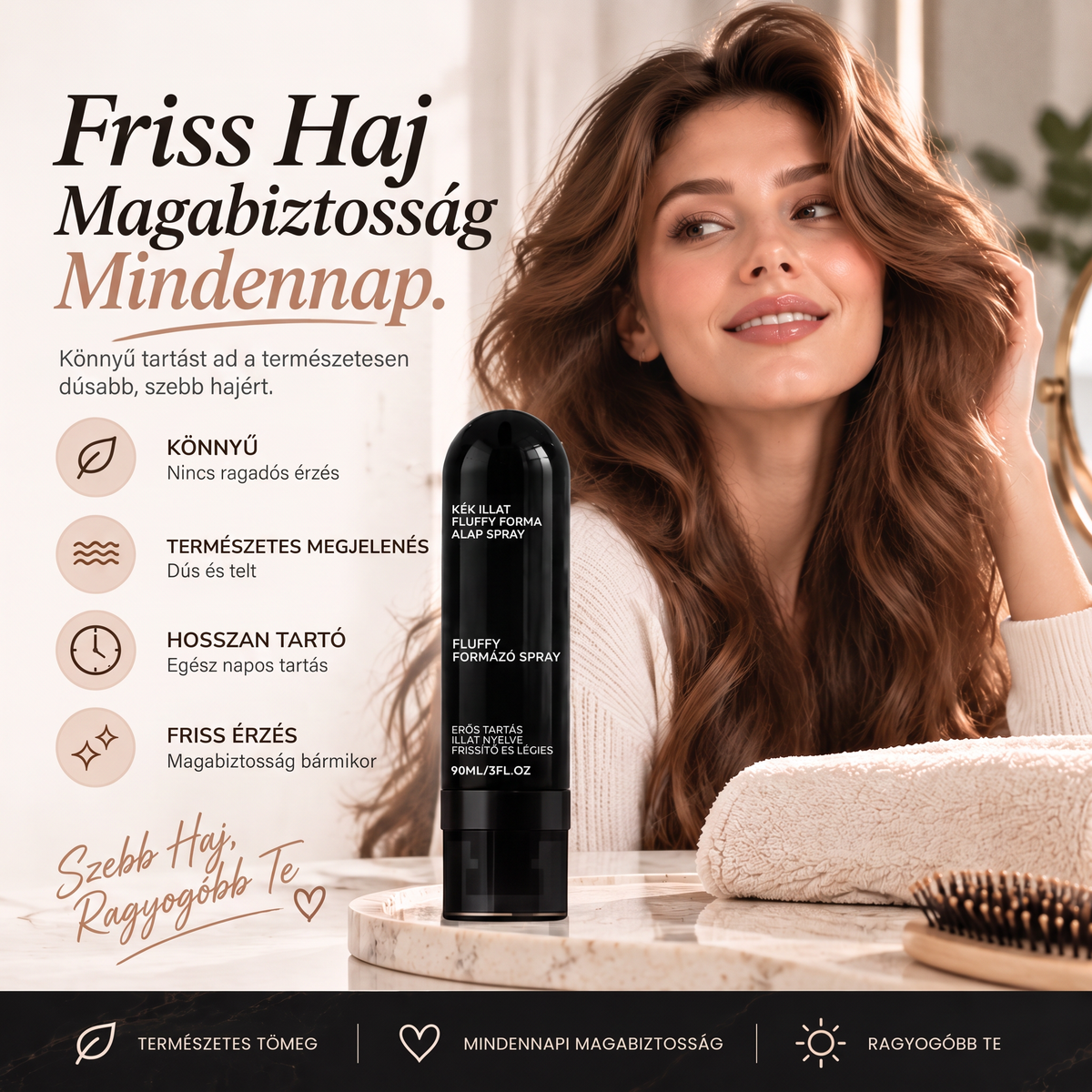 Vitalisys® 🍇Fluffy Hair Shaping Spray – Könnyed, dúsító spray a hajtövek megemeléséért és a természetes mozgásért, őszibarack illattal 💎