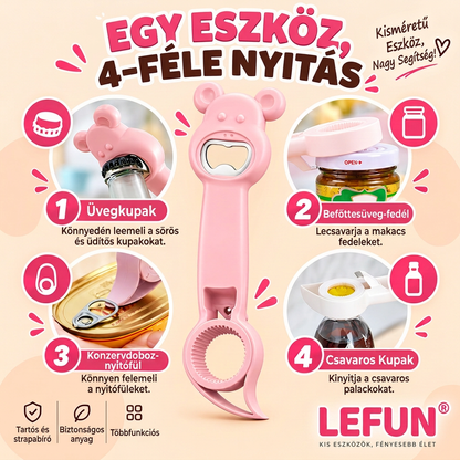 LEFUN® 🍈 4 az 1-ben nyitó – Nyisson ki bármilyen fedőt felesleges erőlködés nélkül.