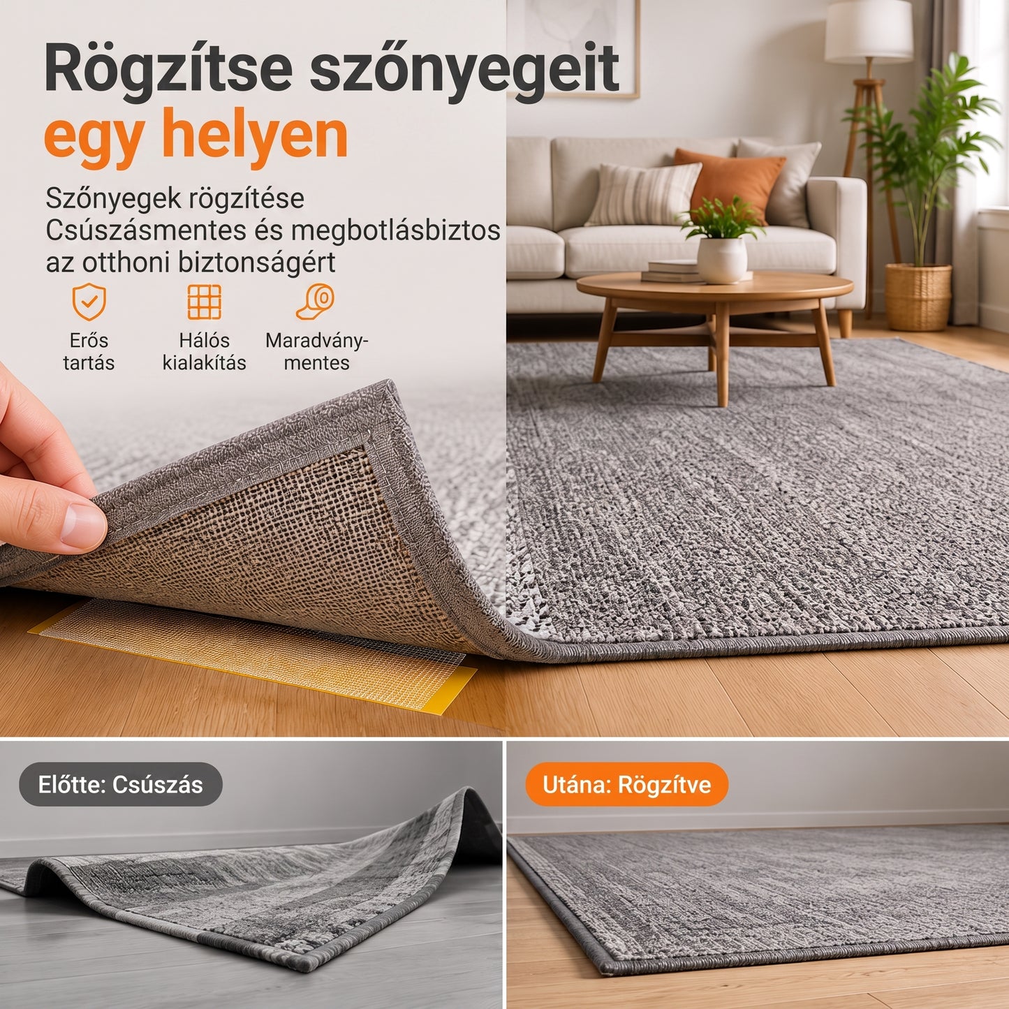 PKNEW® Nagy teherbírású kétoldalas ragasztószalag, erős tapadás, vízálló és eltávolítható, nyom nélkül, ideális szőnyeghez, tapétához, lufikhoz és otthoni használatra 🥹