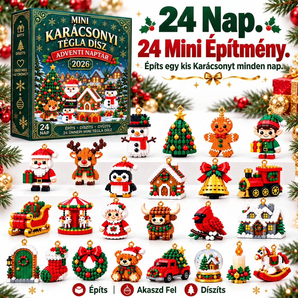 🎅🔥 Utolsó nap a féláras ajánlatra! 🍈 Építőelemekből álló karácsonyi visszaszámláló adventi naptár az egész családnak 🎄 Tökéletes a karácsonyfa díszítésére.
