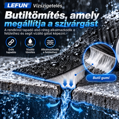 LEFUN® 💧 Extra erős, vízálló szalag 🍇– Karbon védőréteg + butil tömítés szivárgás és nedvesség ellen