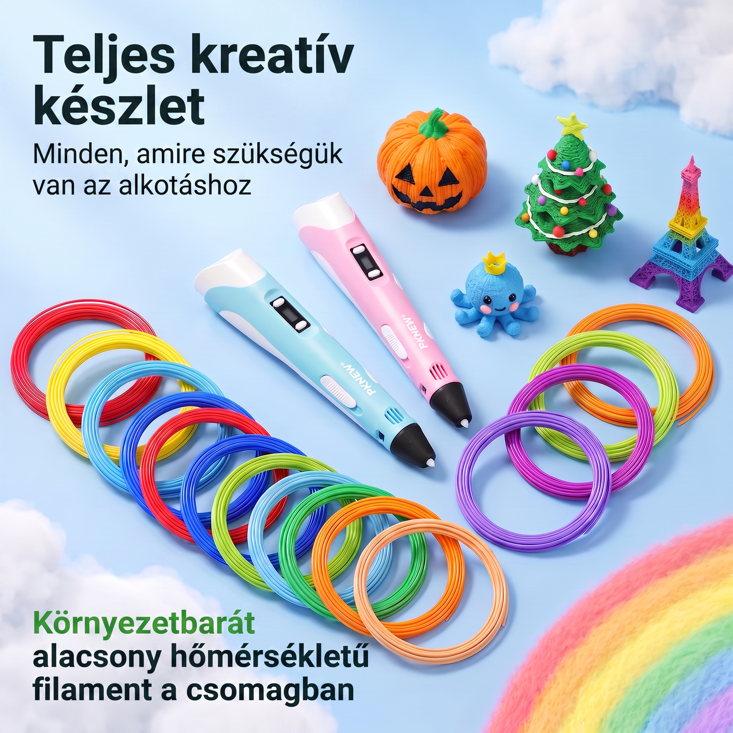 70% KEDVEZMÉNY MA🎃PKNEW® 3D nyomtatótoll gyerekeknek - Alacsony hőmérsékleten is biztonságos, nem mérgező és környezetbarát filament, serkenti a kreativitást