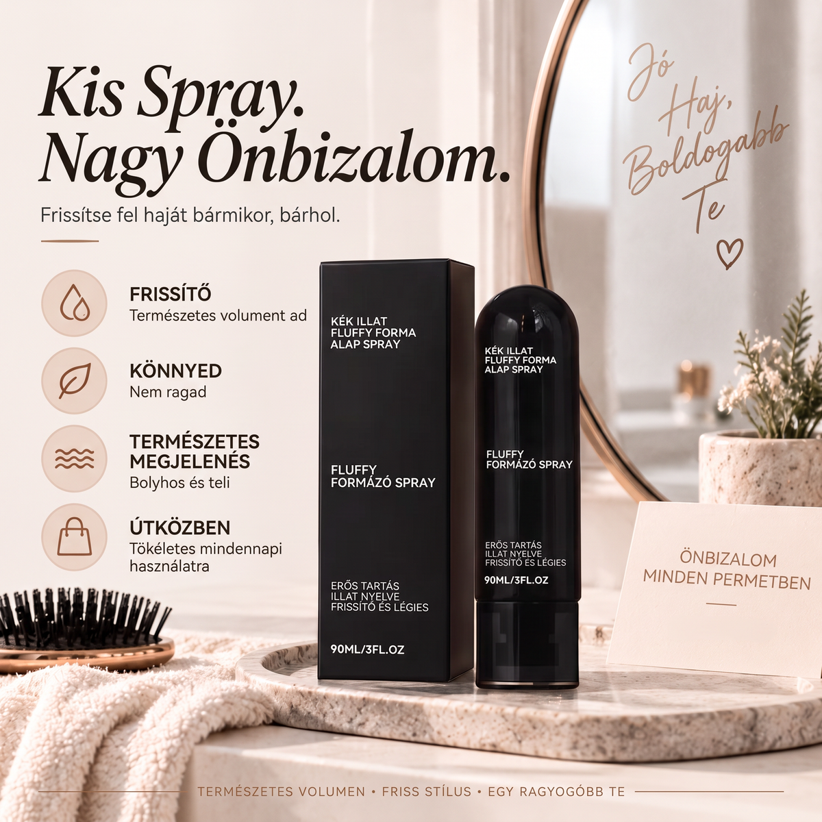 Vitalisys® 🍇Fluffy Hair Shaping Spray – Könnyed, dúsító spray a hajtövek megemeléséért és a természetes mozgásért, őszibarack illattal 💎