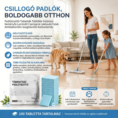 PKNEW®🌊 Oldódó tisztító tabletták 💧– Többfelületű tisztítószer keményfához, laminált padlóhoz, csempe- és lakóautó-falakhoz. Antibakteriális, szagtalanító és ápoló hatás 💕