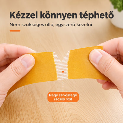 PKNEW® Nagy teherbírású kétoldalas ragasztószalag, erős tapadás, vízálló és eltávolítható, nyom nélkül, ideális szőnyeghez, tapétához, lufikhoz és otthoni használatra 🥹