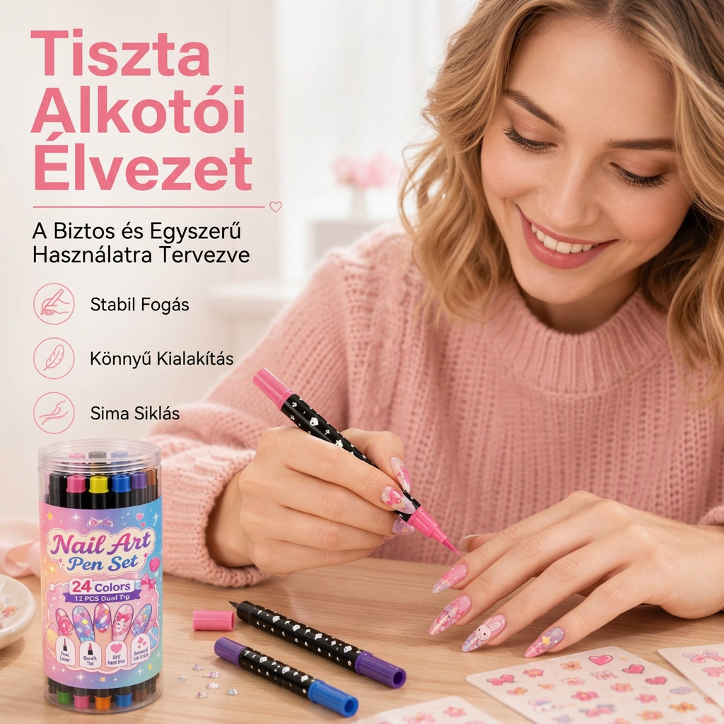 UTOLSÓ NAP · 50% KEDVEZMÉNY 🌈 24 színű kétvégű körömdíszítő toll készlet 💕