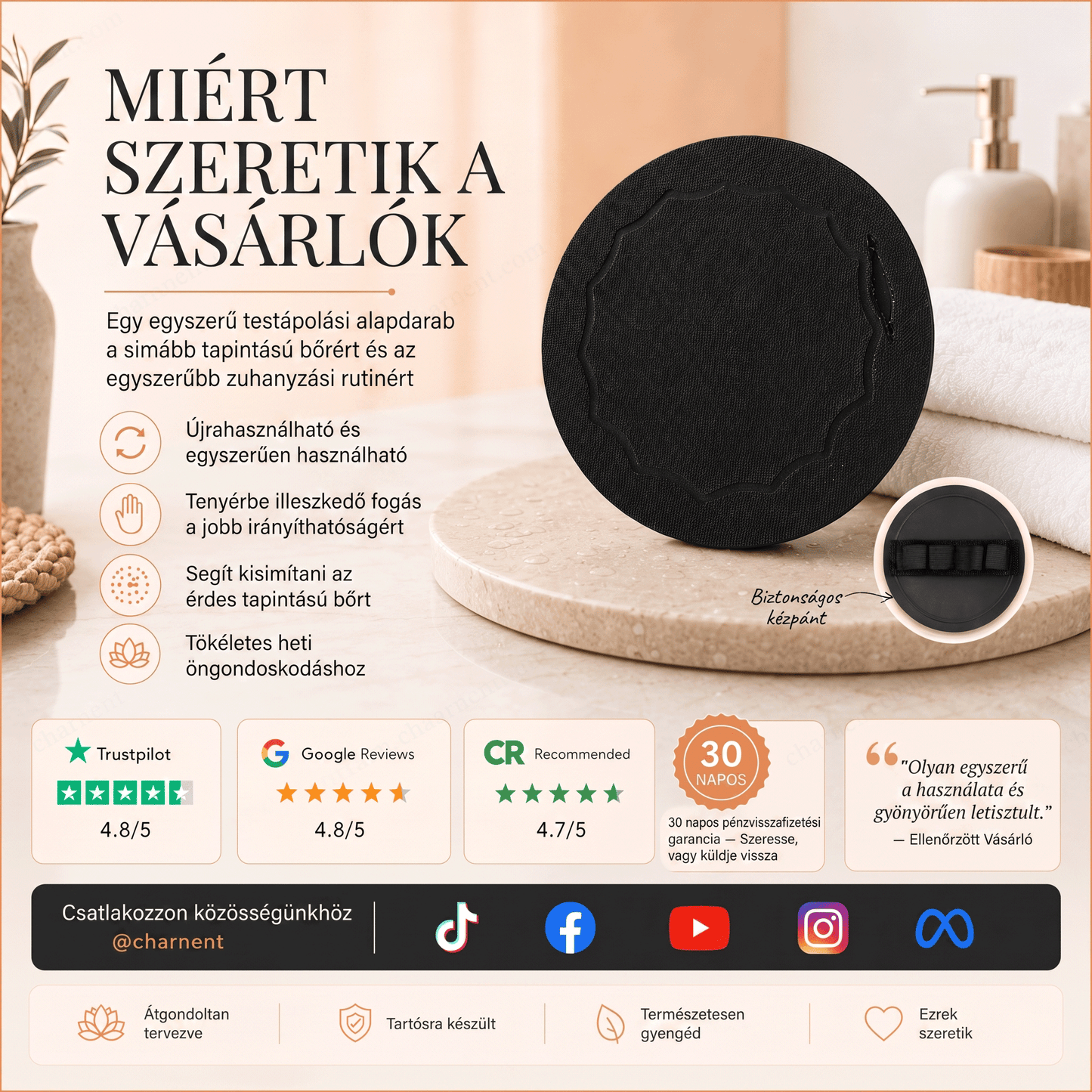 🚿 Mélytisztító hámlasztó testradírozó párna – Gyengéden távolítja el az elhalt hámsejteket & SPA fürdőszivacs 💖