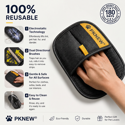 80% OFF TODAY🔥:PKNEW® 🎁Electrostatic Pet Hair Removal Glove – Lifts Embedded Fur in Seconds, Reusable & Washable, Works on Sofas, Clothes & Cars🎁
