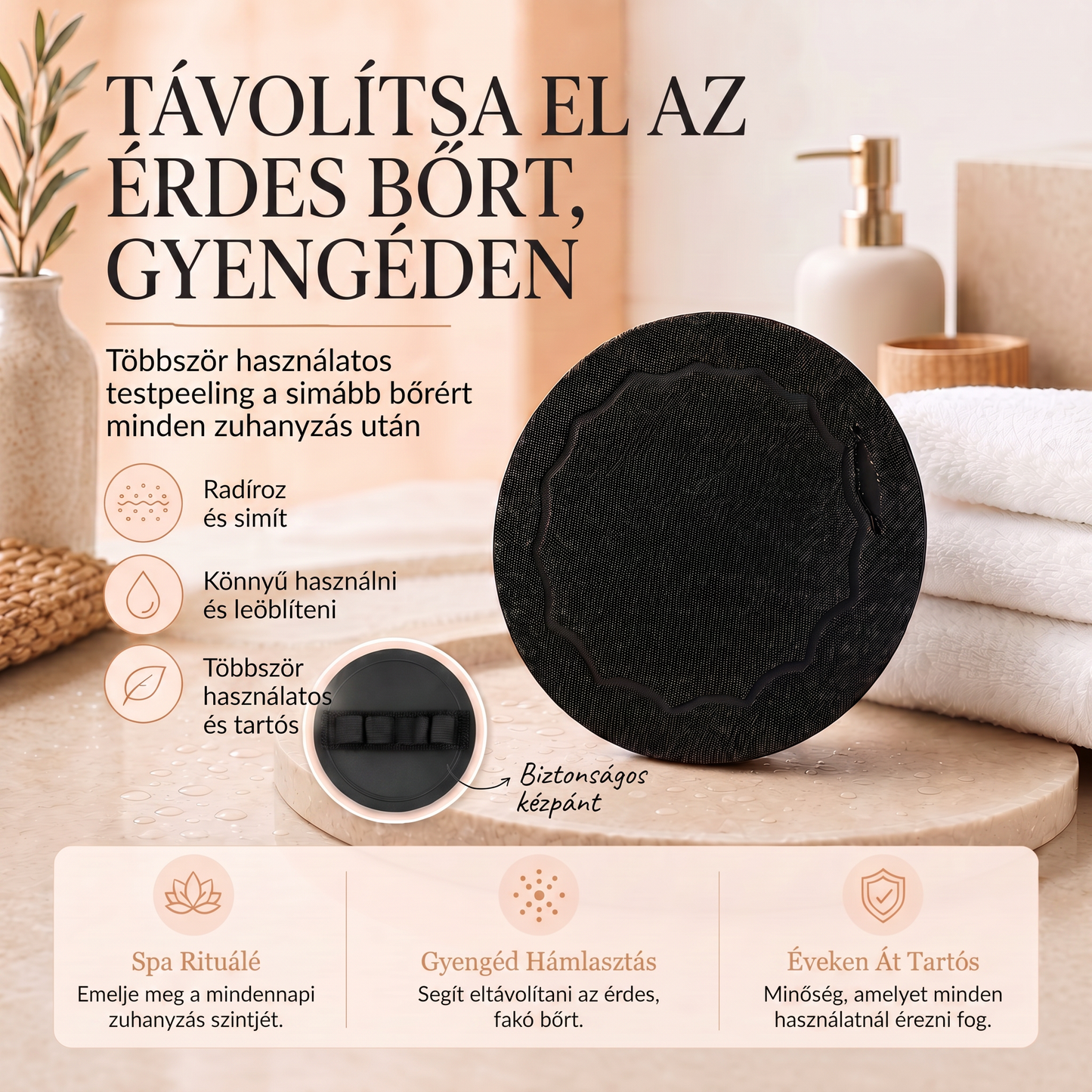 🚿 Mélytisztító hámlasztó testradírozó párna – Gyengéden távolítja el az elhalt hámsejteket & SPA fürdőszivacs 💖