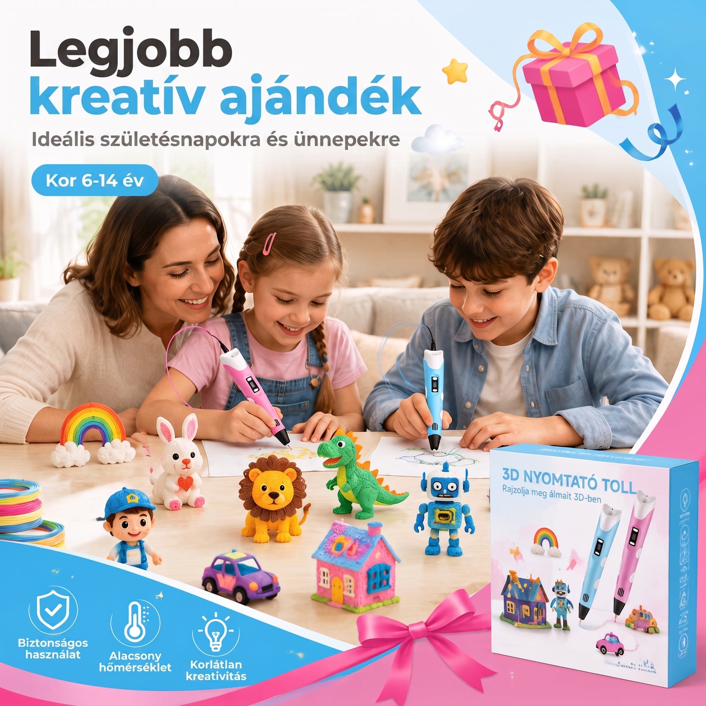 70% KEDVEZMÉNY MA🎃PKNEW® 3D nyomtatótoll gyerekeknek - Alacsony hőmérsékleten is biztonságos, nem mérgező és környezetbarát filament, serkenti a kreativitást
