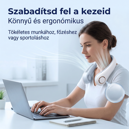 ❄️PKNEW® Személyes nyakventilátor, csendes 360°-os hűtés😄, lapát nélküli személyi ventilátor, hands-free hűtés kültéri és irodai használatra