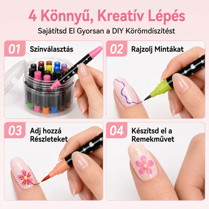 UTOLSÓ NAP · 50% KEDVEZMÉNY 🌈 24 színű kétvégű körömdíszítő toll készlet 💕