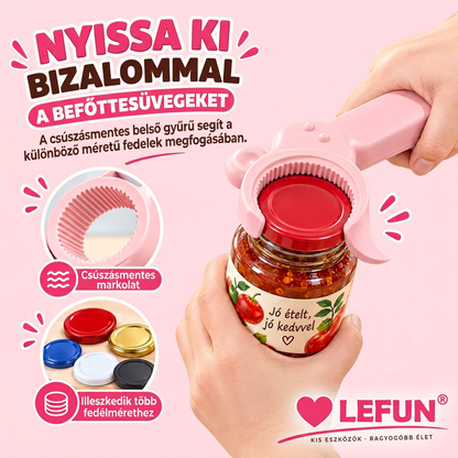 LEFUN® 🍈 4 az 1-ben nyitó – Nyisson ki bármilyen fedőt felesleges erőlködés nélkül.