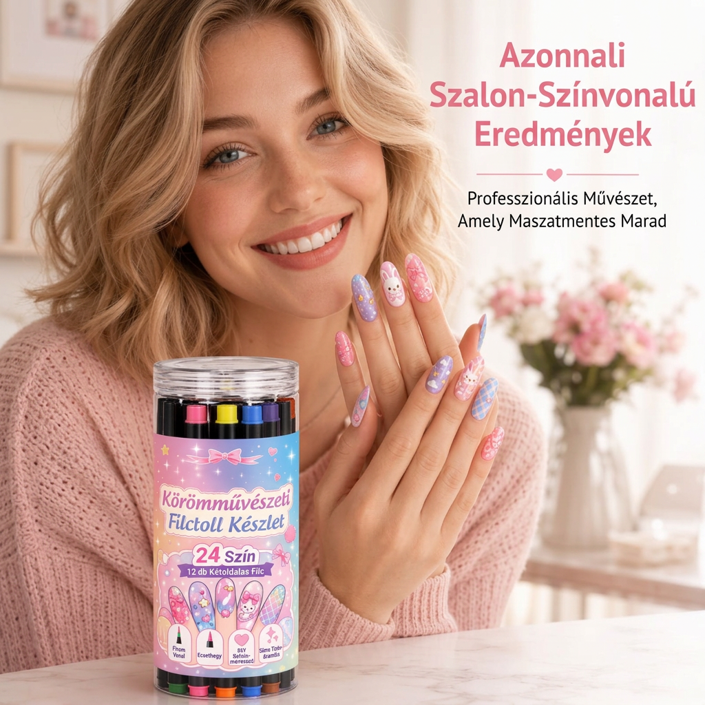 UTOLSÓ NAP · 50% KEDVEZMÉNY 🌈 24 színű kétvégű körömdíszítő toll készlet 💕