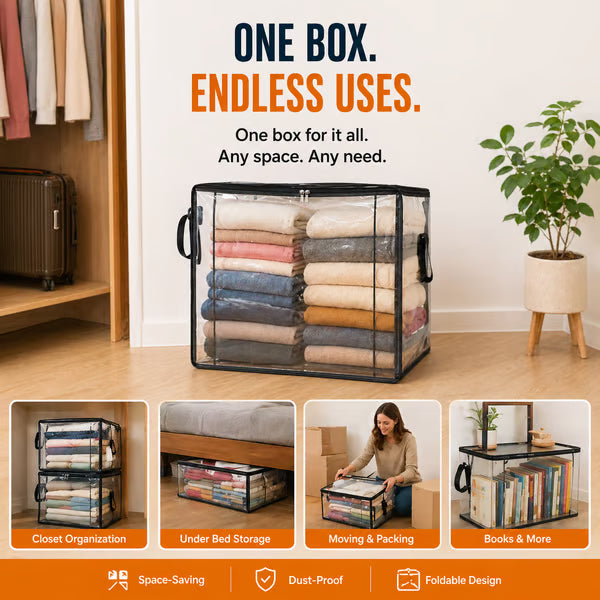 ⏰🔥LIMITED TIME 40% OFF! 🏠 Transparent Large-Capacity Dustproof & Moisture-Proof Storage Bag – Perfect for Clothes, Toys, Books & More ✨-Navalonixcosh®