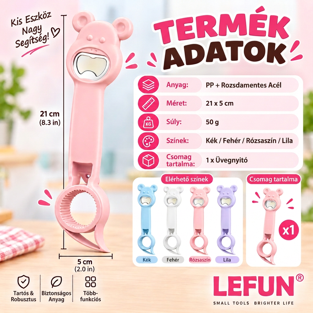 LEFUN® 🍈 4 az 1-ben nyitó – Nyisson ki bármilyen fedőt felesleges erőlködés nélkül.