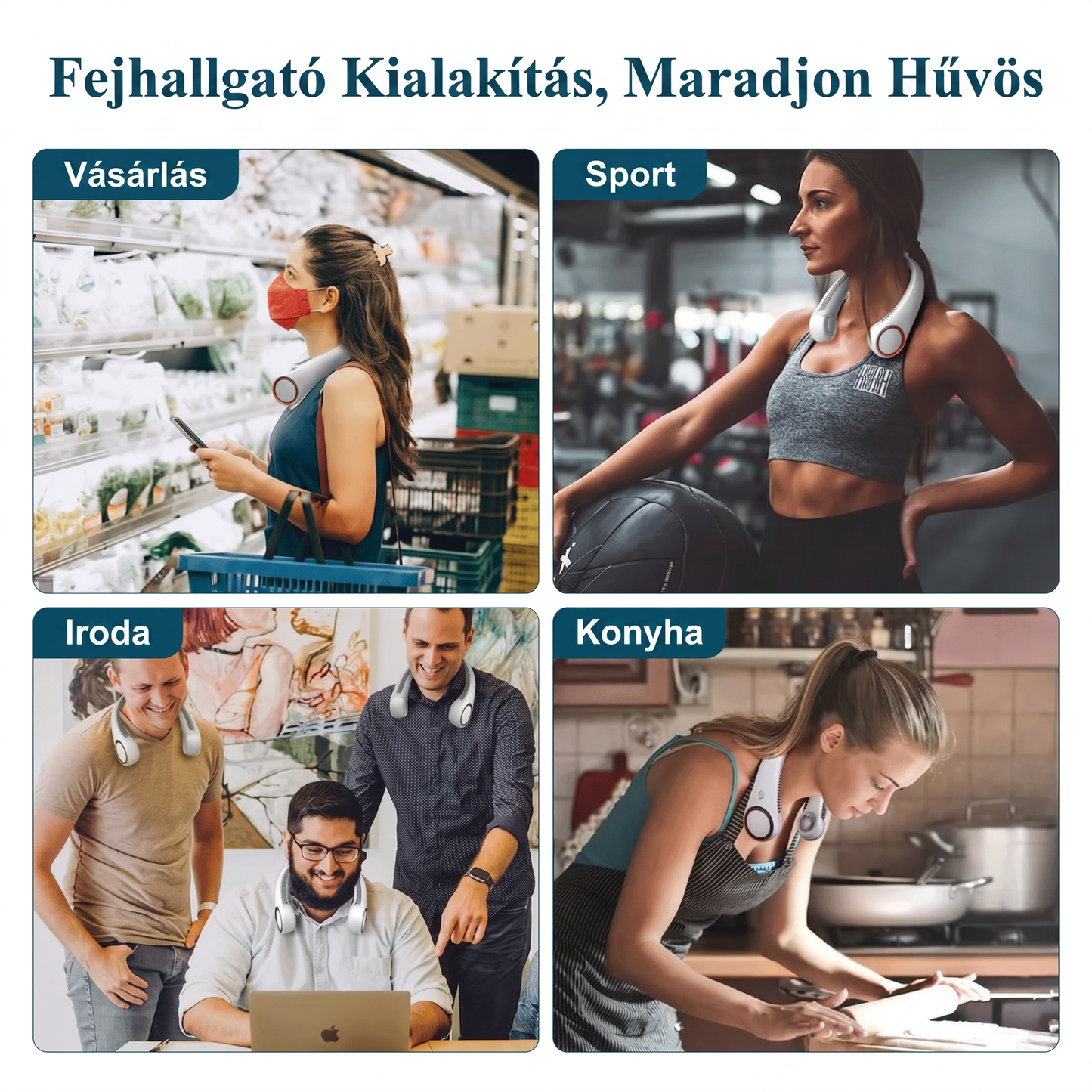 ❄️PKNEW® Személyes nyakventilátor, csendes 360°-os hűtés😄, lapát nélküli személyi ventilátor, hands-free hűtés kültéri és irodai használatra