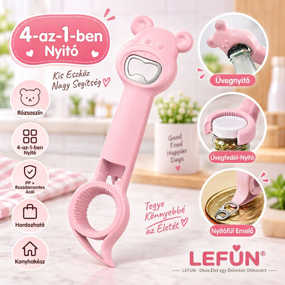 LEFUN® 🍈 4 az 1-ben nyitó – Nyisson ki bármilyen fedőt felesleges erőlködés nélkül.