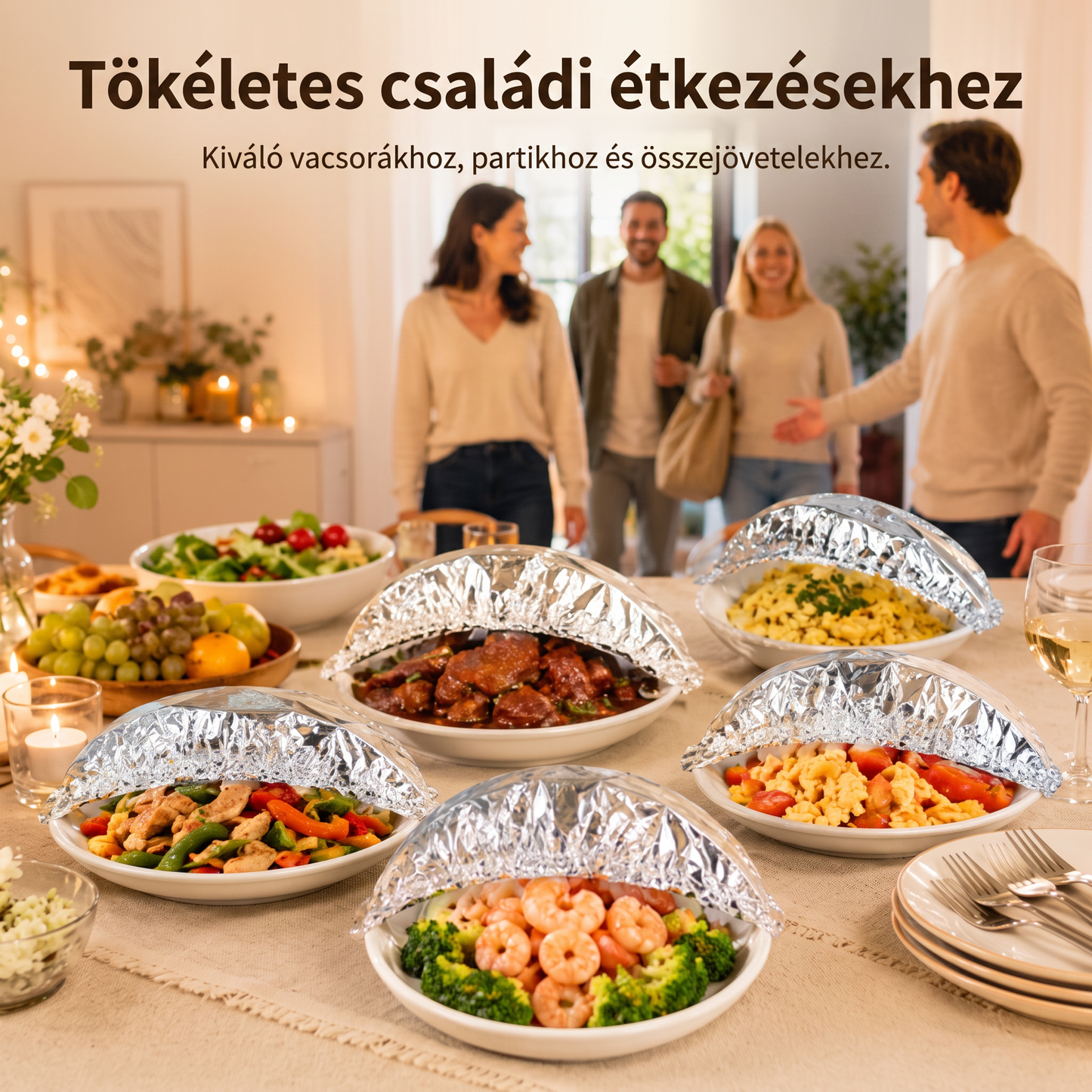 PKNEW® Összecsukható alumíniumfóliás ételfedő 🍈 | Tartsa ételeit melegen, frissen és védve az ecetmuslicáktól 🔥