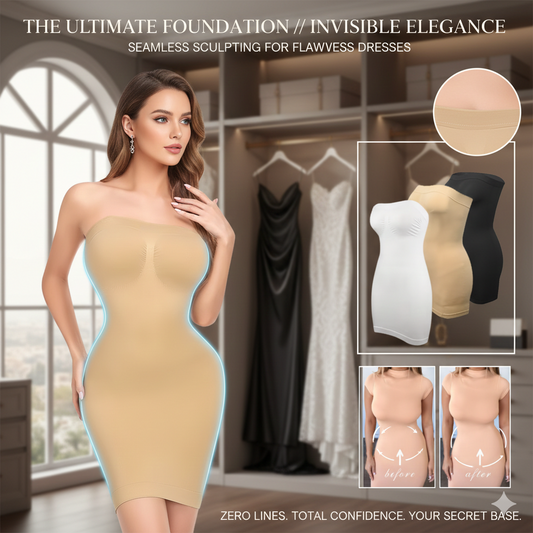 Strapless Shapewear Slip for Under Dresses: Seamless Tummy Control Full Body Shaper - Slimming Camisole Dress & Sexy Invisible Corset Underwear for Women