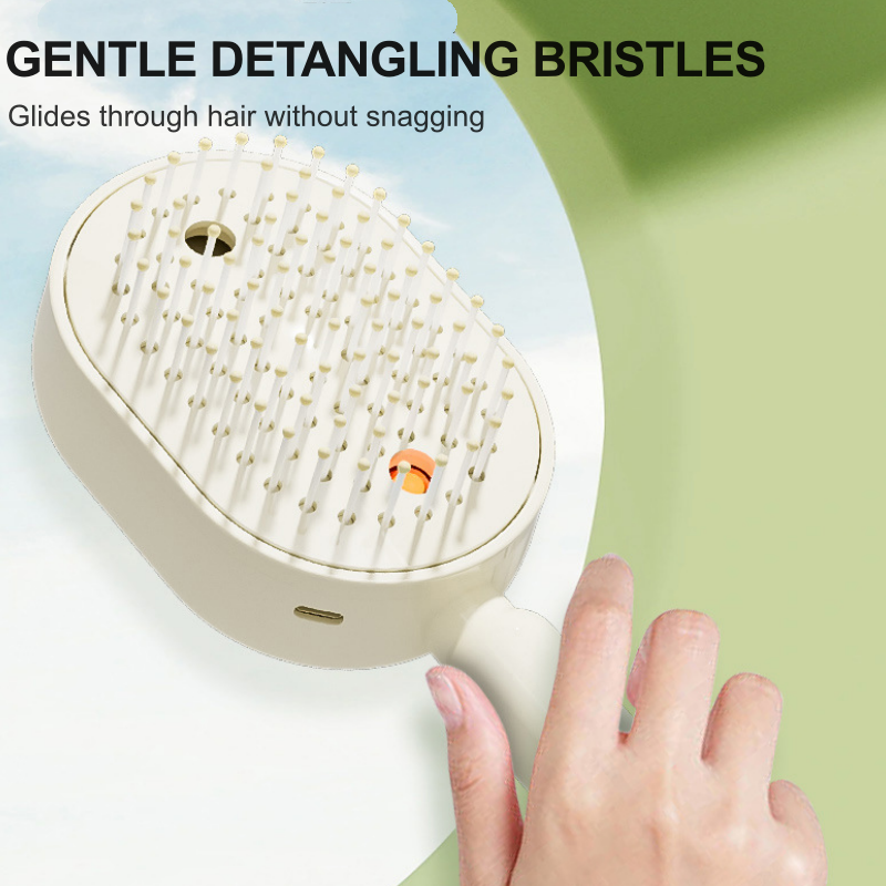 𝐃𝐞𝒗𝒂𝒓𝐞𝐨𝐧® 🍇 3-in-1 Electric Air Cushion Massage Comb with Mist Spray, 🥳Self-Cleaning Steam and Essential Oil Function, Rechargeable Scalp Massage Brush
