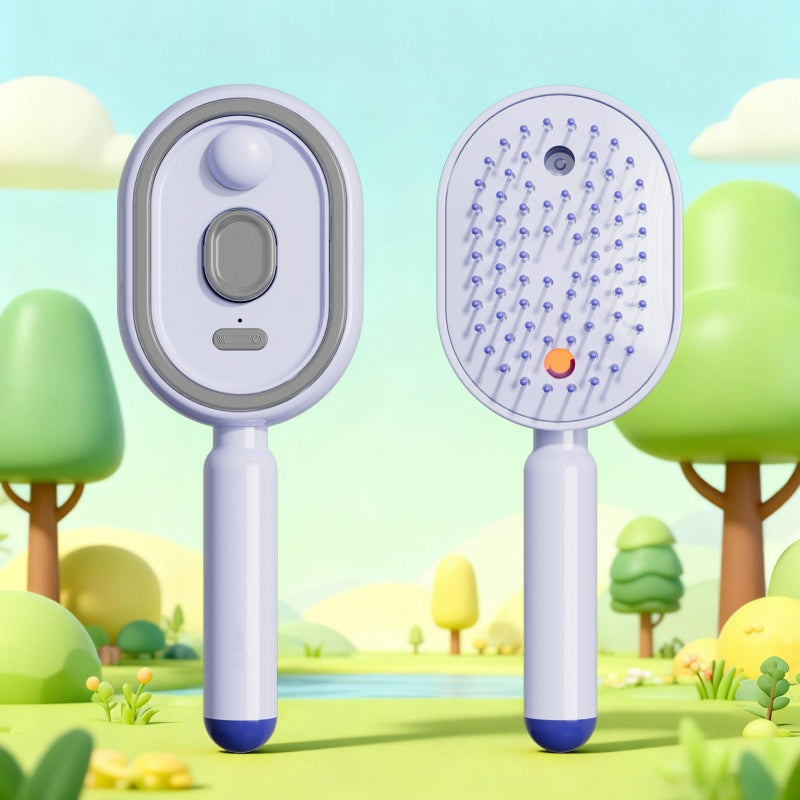 𝐃𝐞𝒗𝒂𝒓𝐞𝐨𝐧® 🍇 3-in-1 Electric Air Cushion Massage Comb with Mist Spray, 🥳Self-Cleaning Steam and Essential Oil Function, Rechargeable Scalp Massage Brush